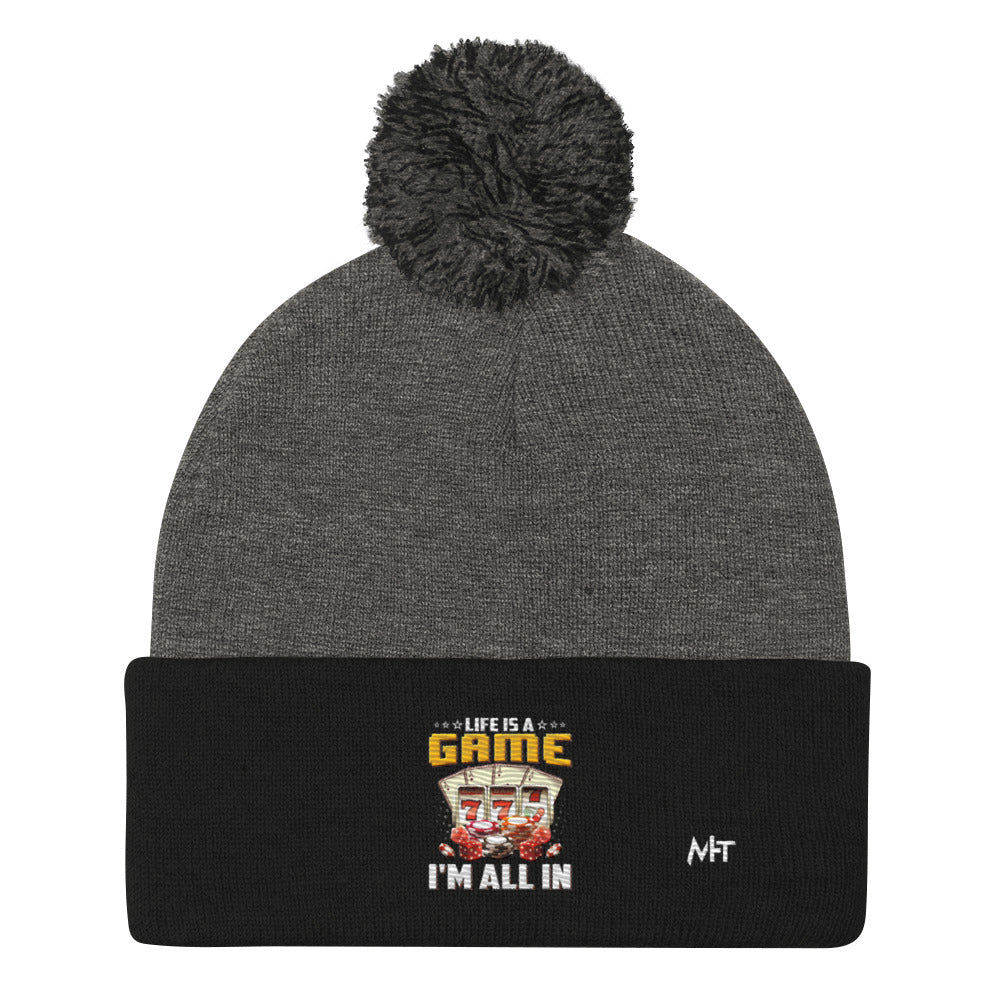 Life is a Game: I'm all in - Pom-Pom Beanie