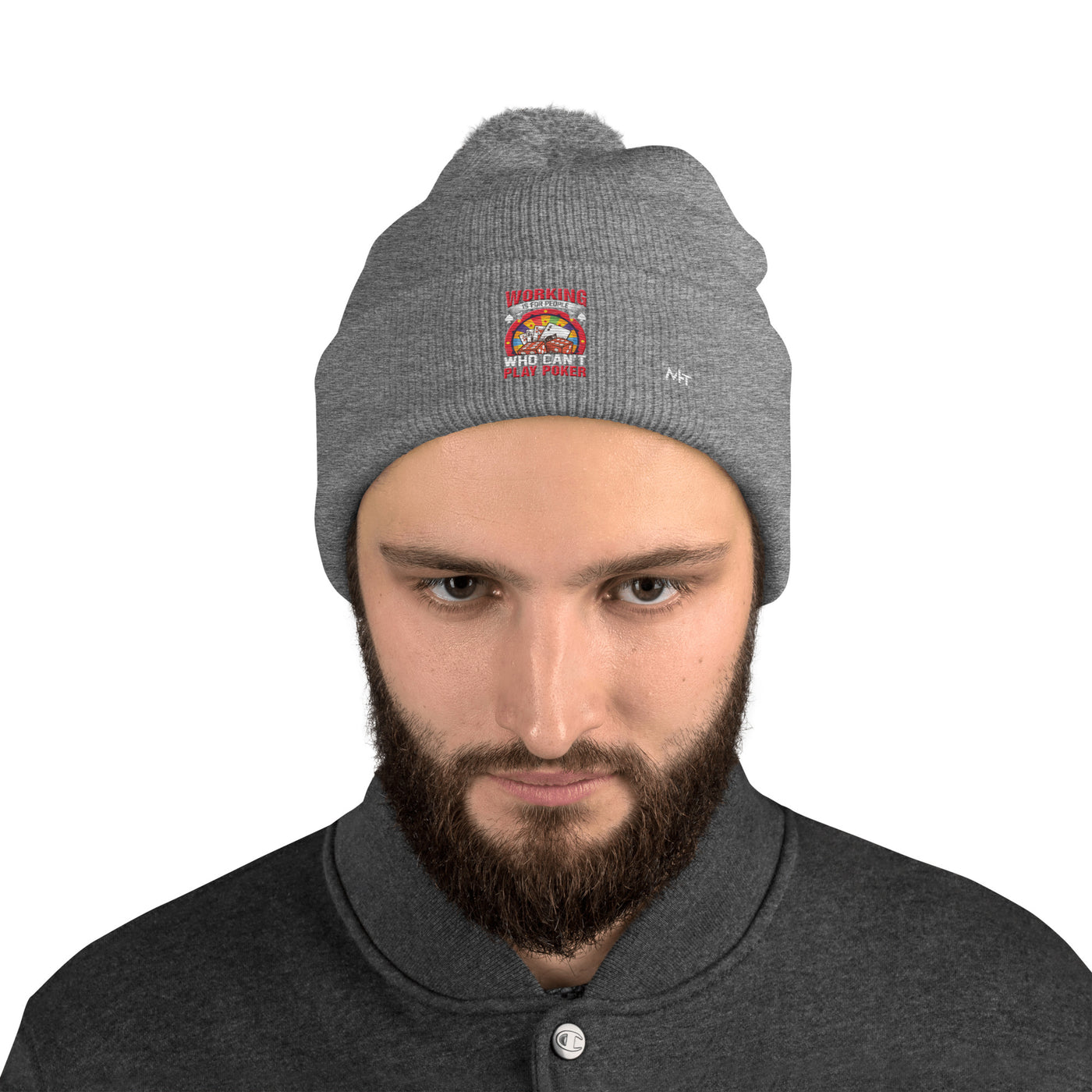 Working is for people for Who can't Play Poker - Pom-Pom Beanie