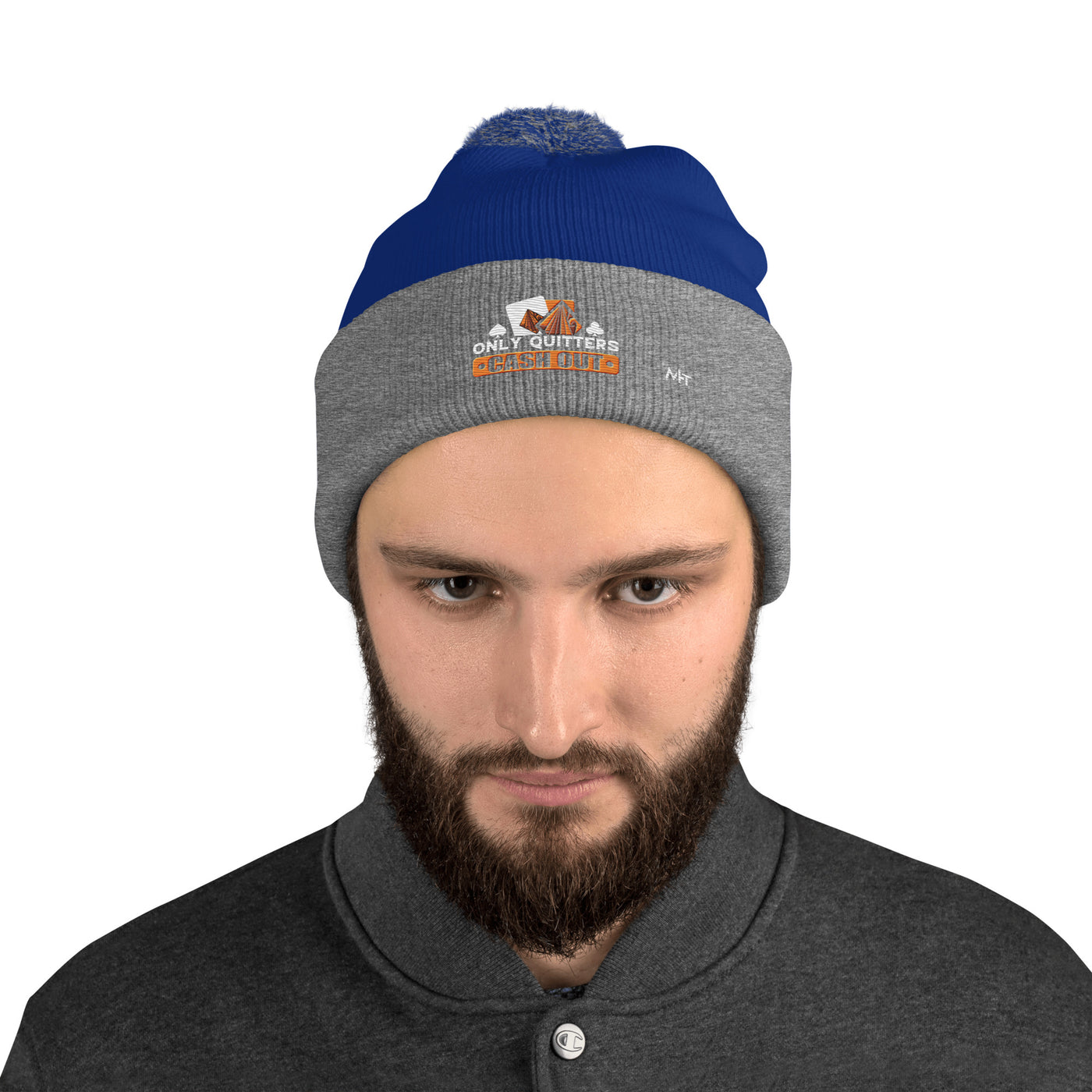 Only Quitters Cash Out - Pom-Pom Beanie