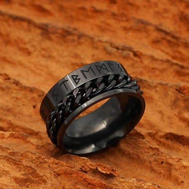 Viking Nordic Runes Solid Stainless Steel Ring by MyHackerTech