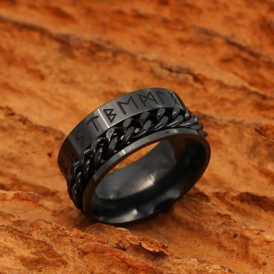 Viking Nordic Runes Solid Stainless Steel Ring by MyHackerTech