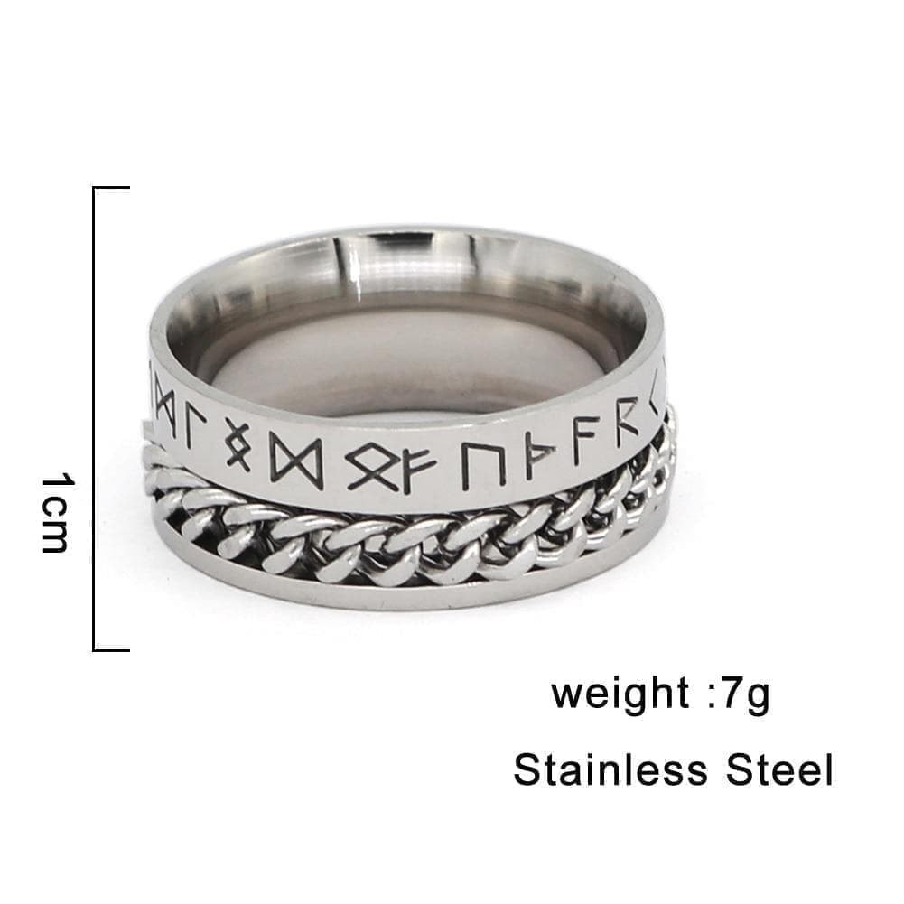 Viking Nordic Runes Solid Stainless Steel Ring by MyHackerTech