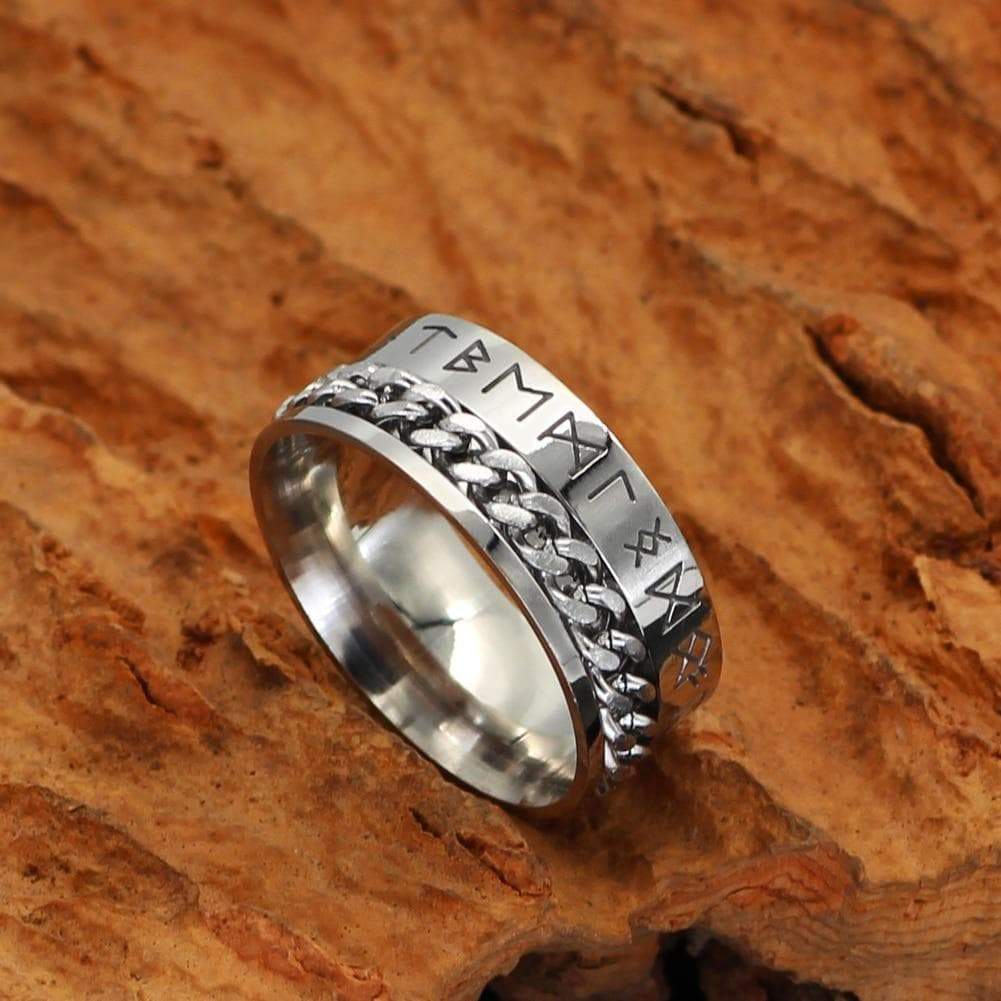 Viking Nordic Runes Solid Stainless Steel Ring by MyHackerTech