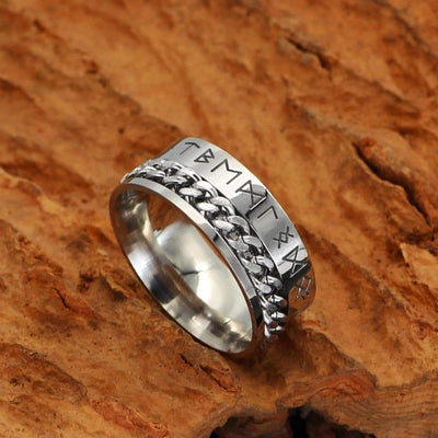 Viking Nordic Runes Solid Stainless Steel Ring by MyHackerTech
