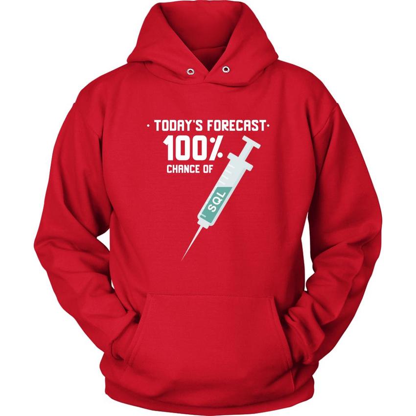 Today's forecast 100% chance of SQL injection - Unisex Hoodie by MyHackerTech