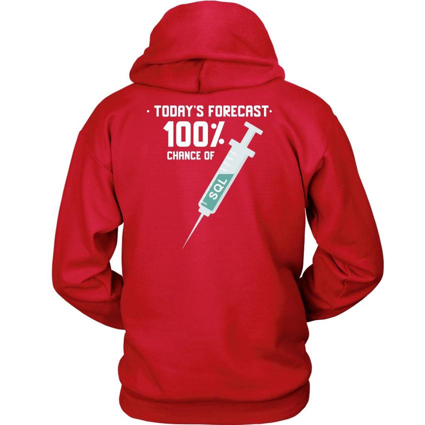 Today's forecast 100% chance of SQL injection - Unisex Hoodie by MyHackerTech