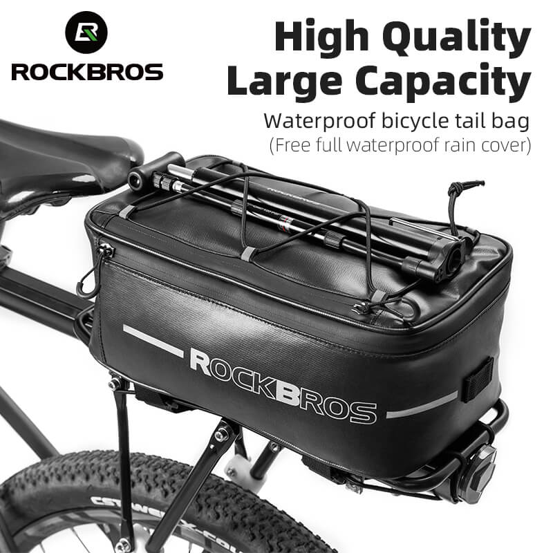 RockBros Waterproof Rear Trunk Bag With Rain Cover And Reflective Stripes For Bike Rack