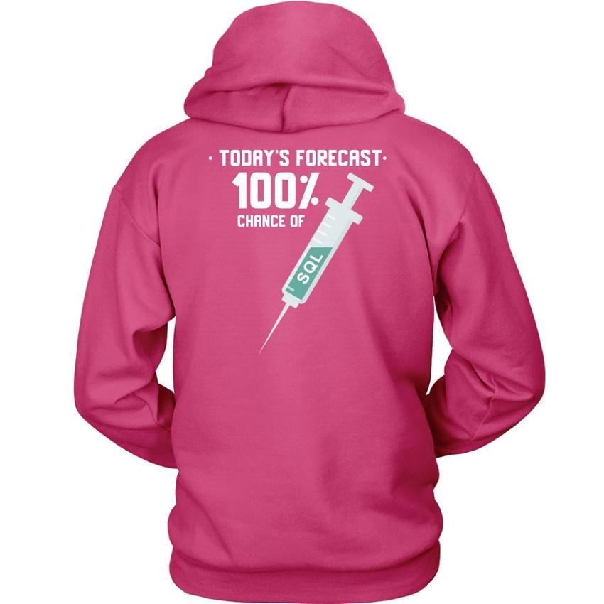 Today's forecast 100% chance of SQL injection - Unisex Hoodie by MyHackerTech