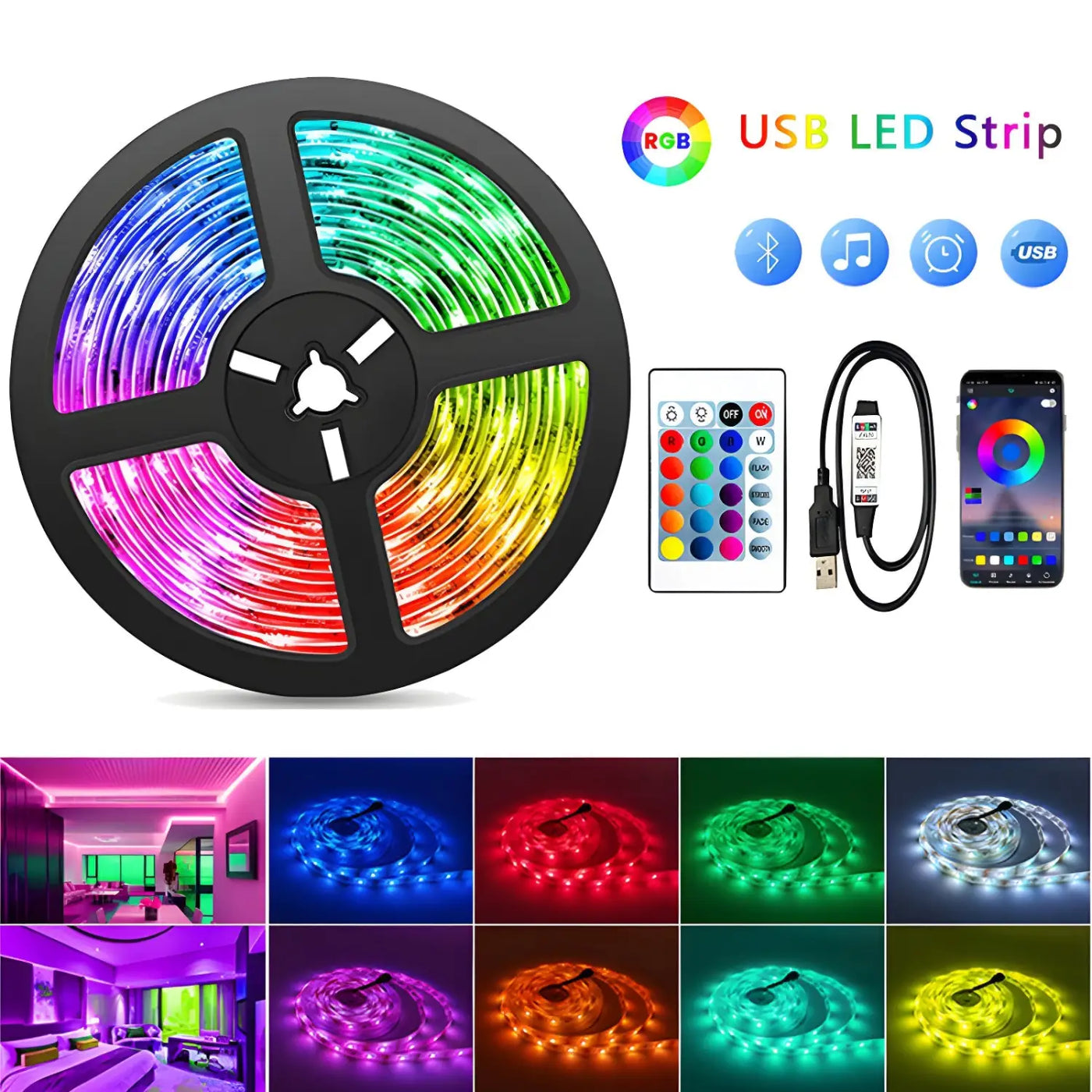 Smart Led Rgb Smart LED Lights Bluetooth RGB Strip with Remote Control by MyHackerTech