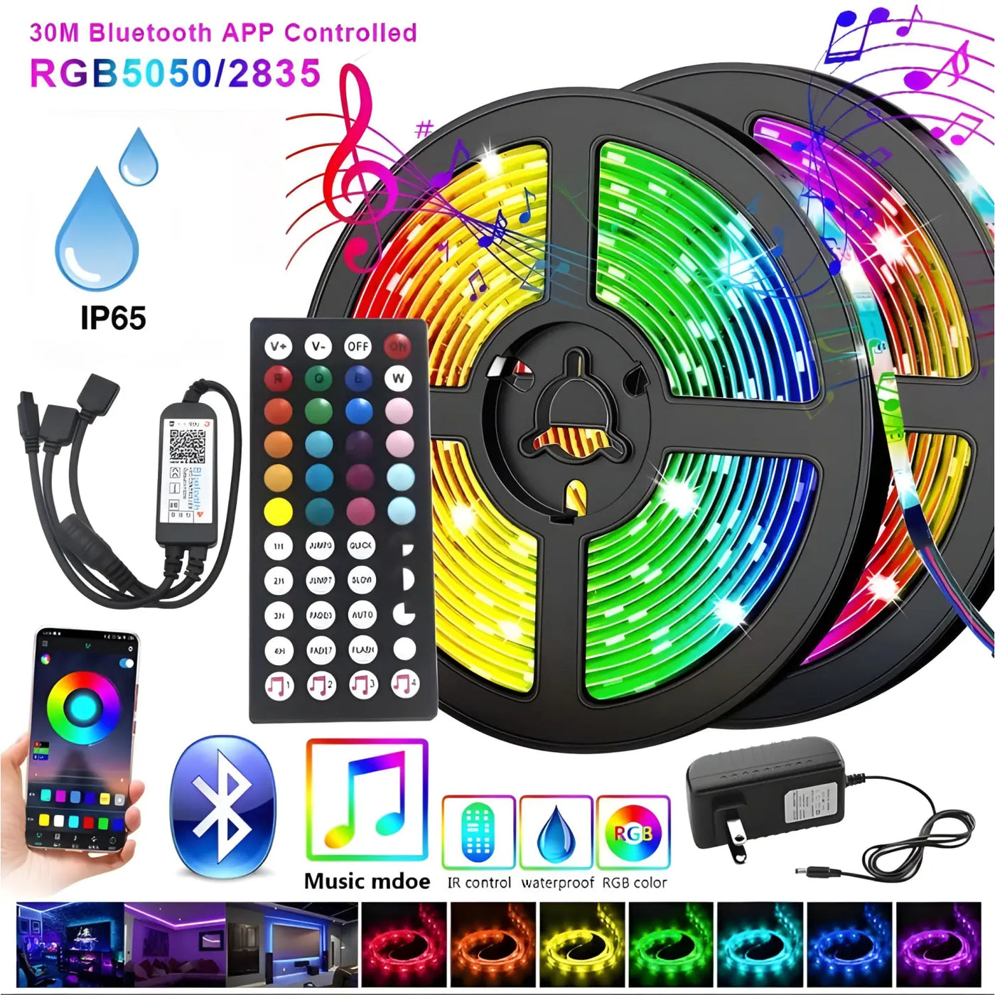 Smart LED Strip Light - WiFi & Bluetooth Control, 5050 RGB by MyHackerTech