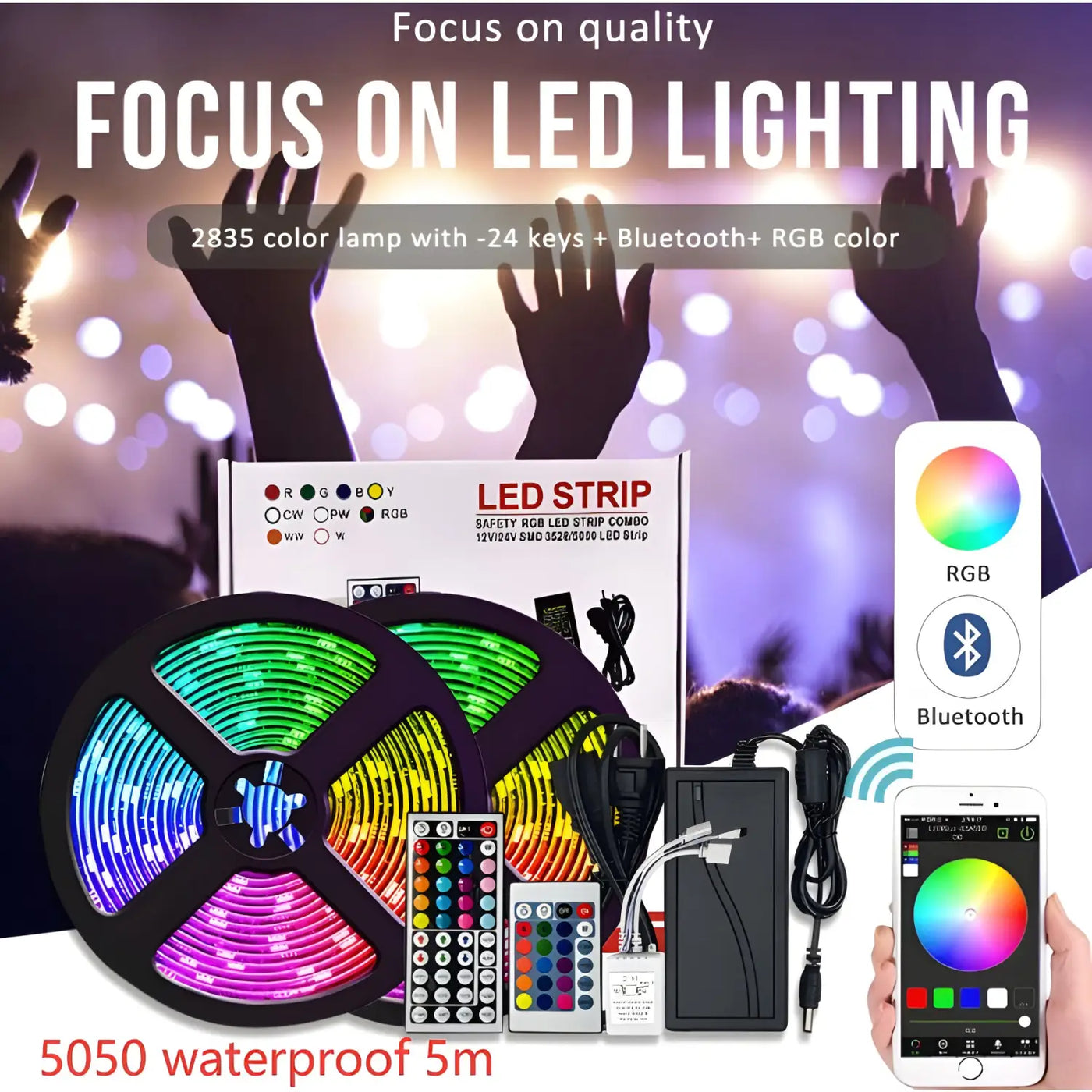 Smart LED Strip Light - WiFi & Bluetooth Control, 5050 RGB by MyHackerTech