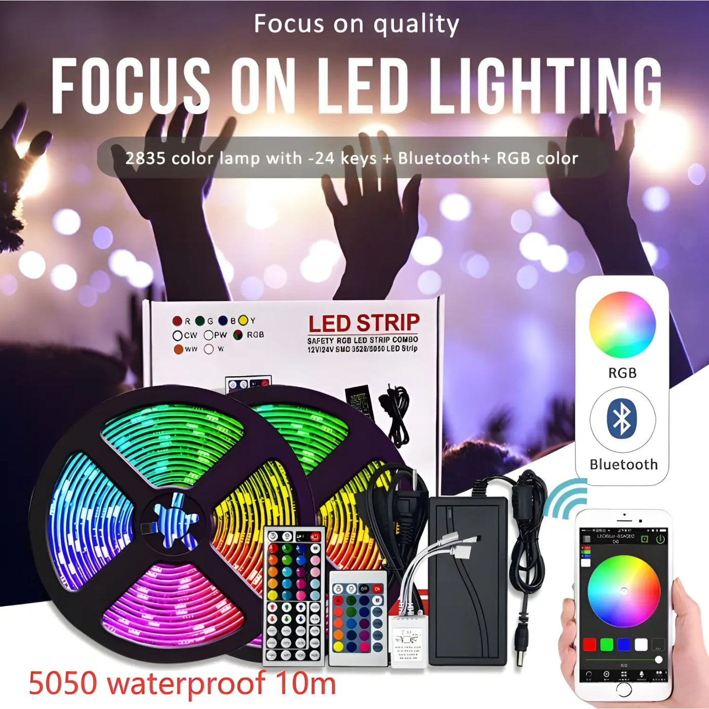 Smart LED Strip Light - WiFi & Bluetooth Control, 5050 RGB by MyHackerTech