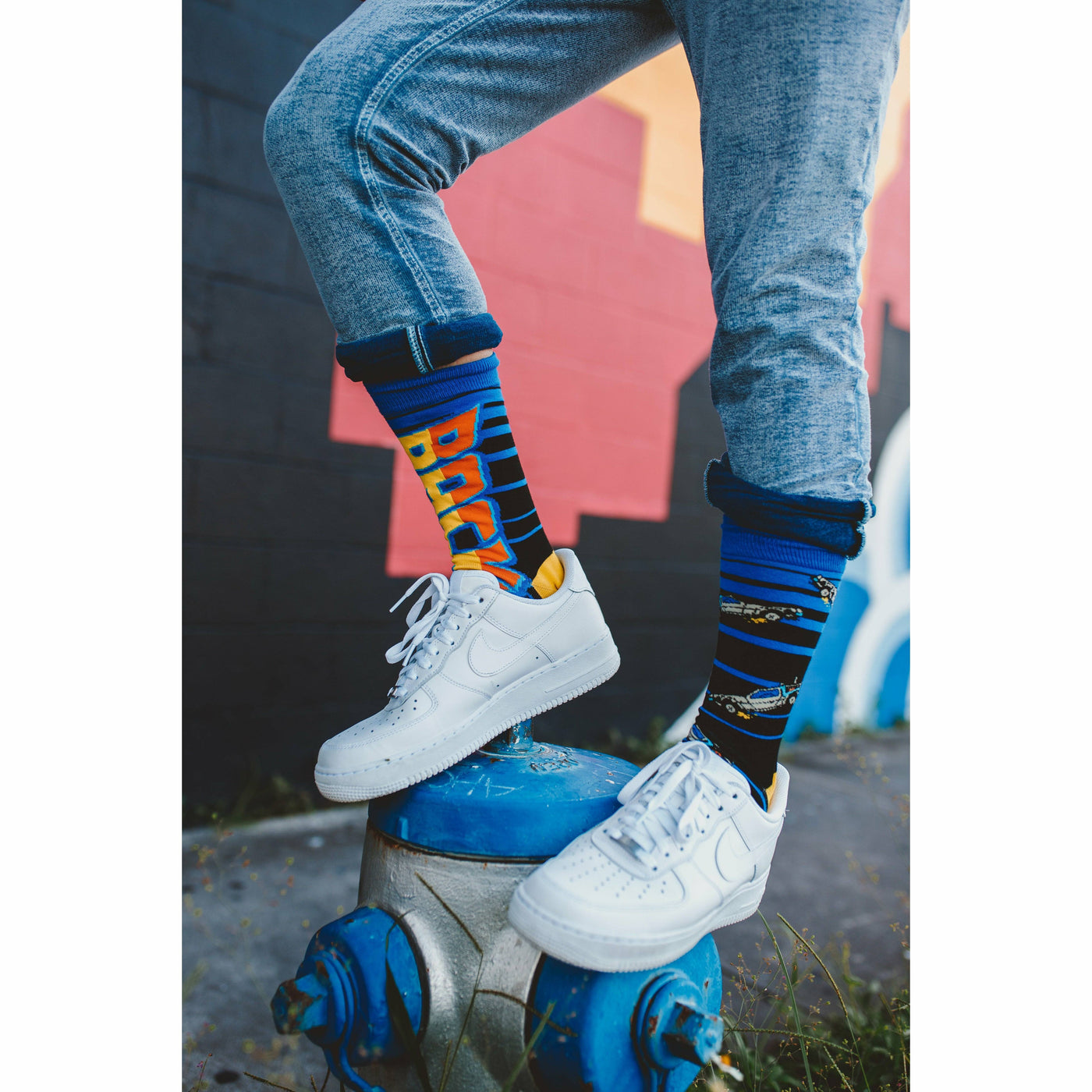 Back to the Future "88 MPH" Men's Crew Straight Down Knit Mix-Match Socks (Size 6-13) by MyHackerTech