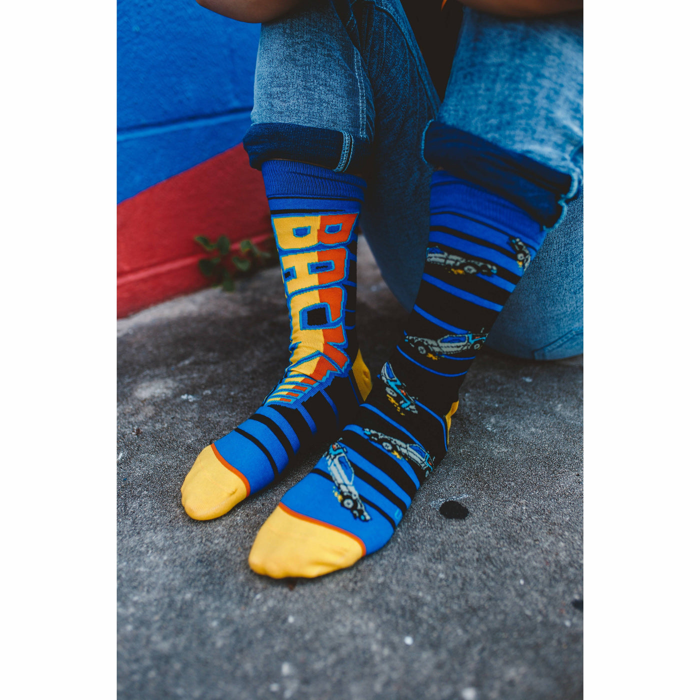 Back to the Future "88 MPH" Men's Crew Straight Down Knit Mix-Match Socks (Size 6-13) by MyHackerTech