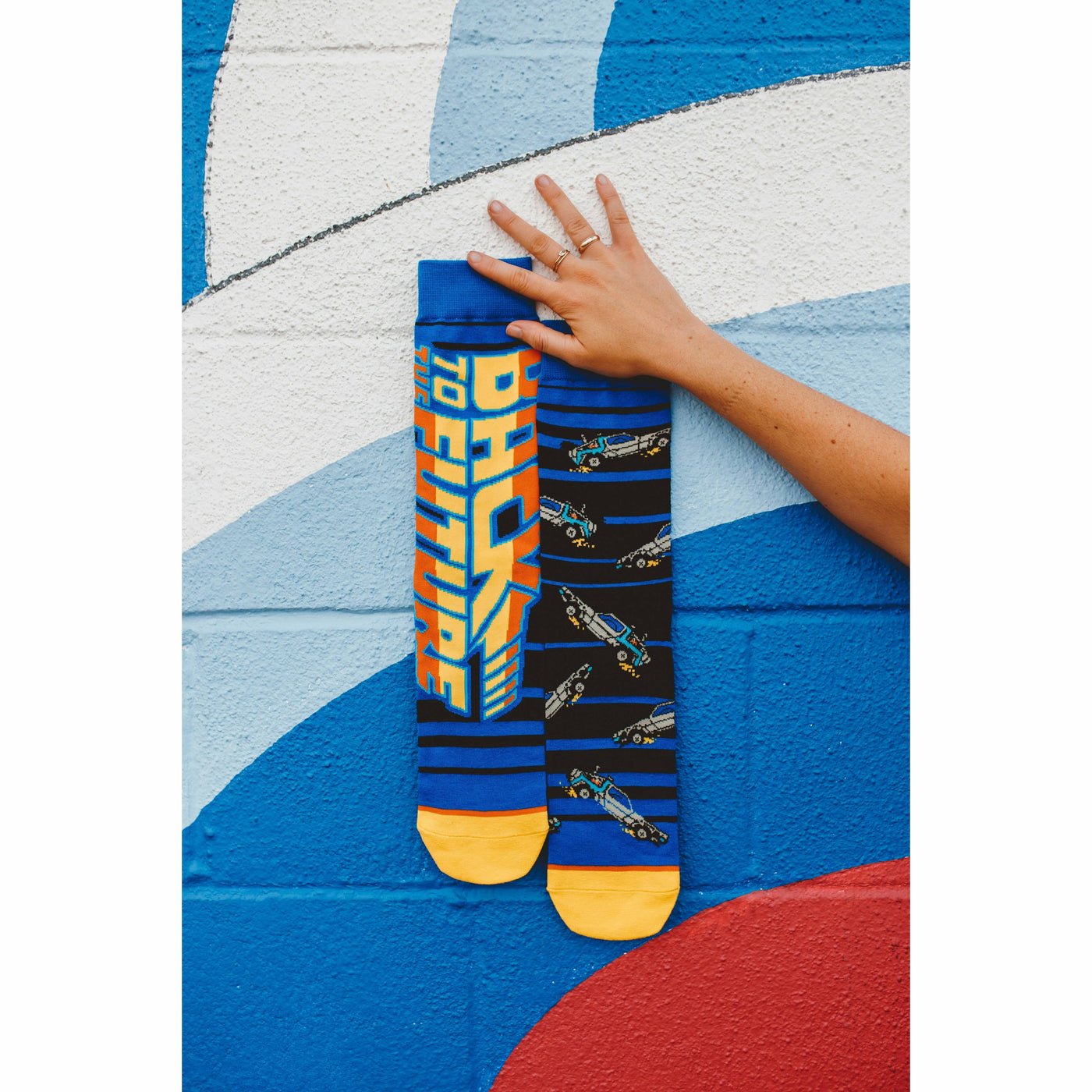 Back to the Future "88 MPH" Men's Crew Straight Down Knit Mix-Match Socks (Size 6-13) by MyHackerTech