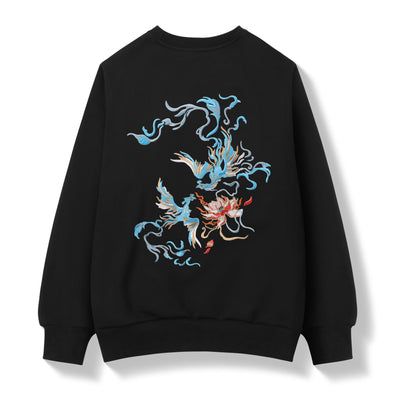 SW9010 Blue Phoenix Embroidery Sweater by MyHackerTech