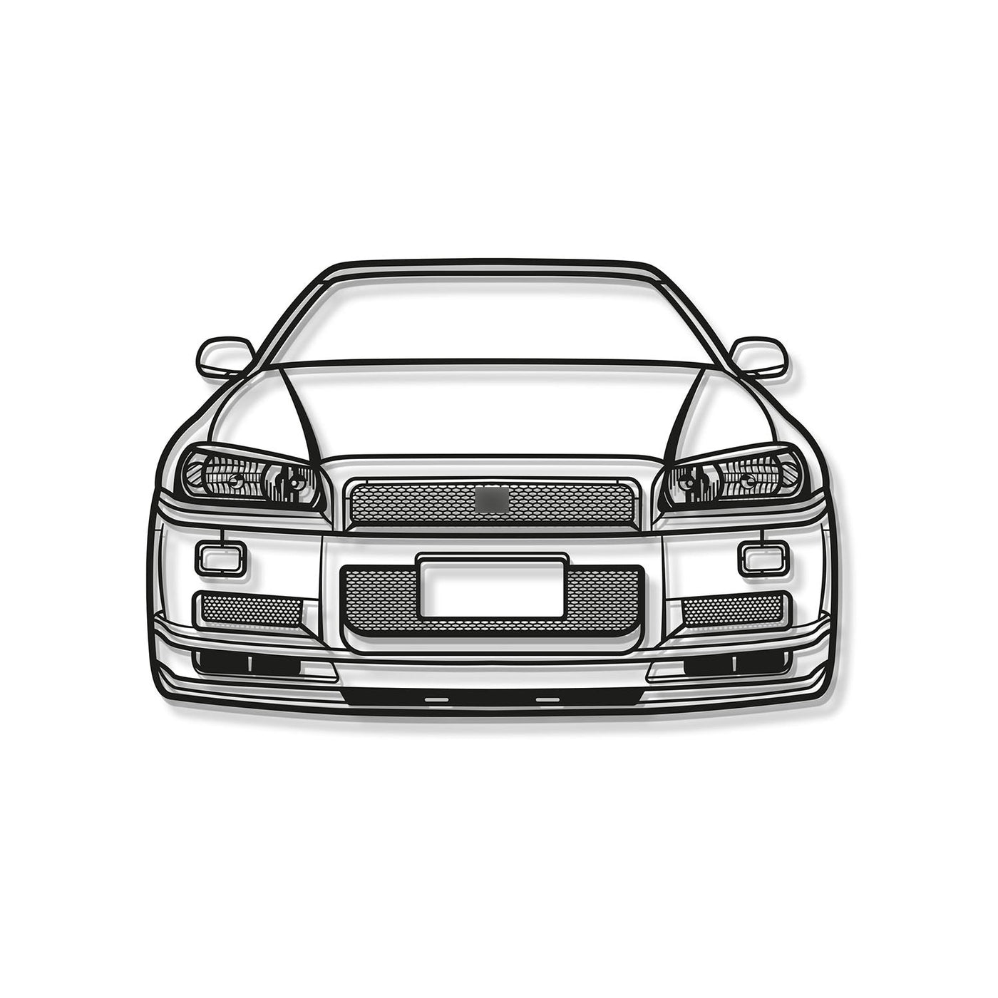 Skyline GT-R R34 Front View Metal Car Wall Art - MT1363 by MyHackerTech