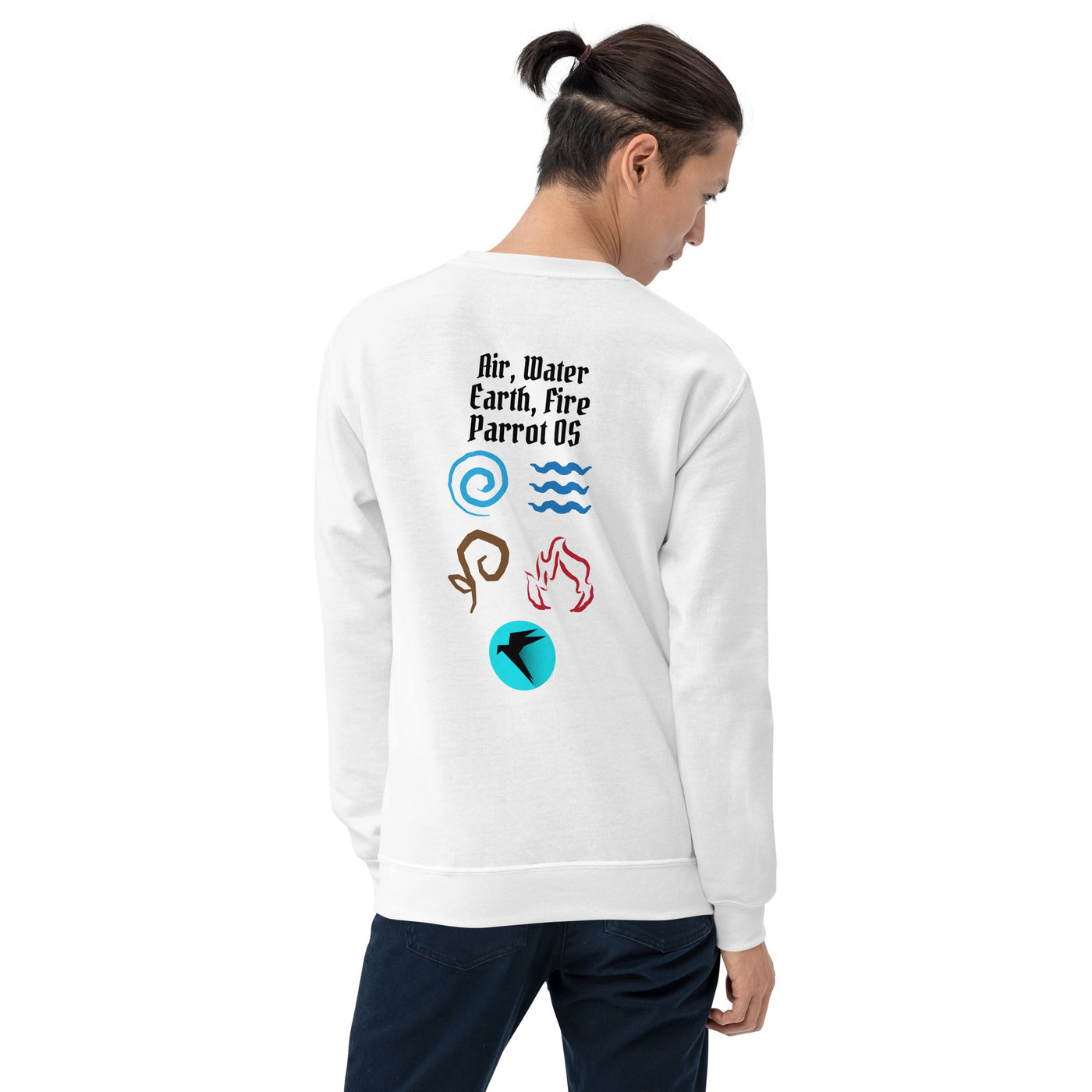 Air, Water, Earth, Fire, Parrot OS - Unisex Sweatshirt ( Back Print )