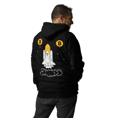 Bitcoin Spaceship Unisex Hoodie ( Back Print )