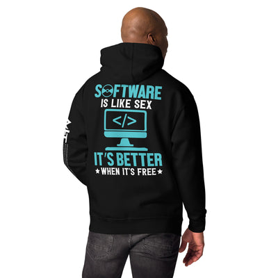 Software is like Sex - Blue Unisex Hoodie ( Back Print )