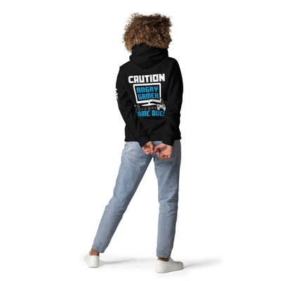 Caution! Angry Gamer Unisex Hoodie ( Back Print )