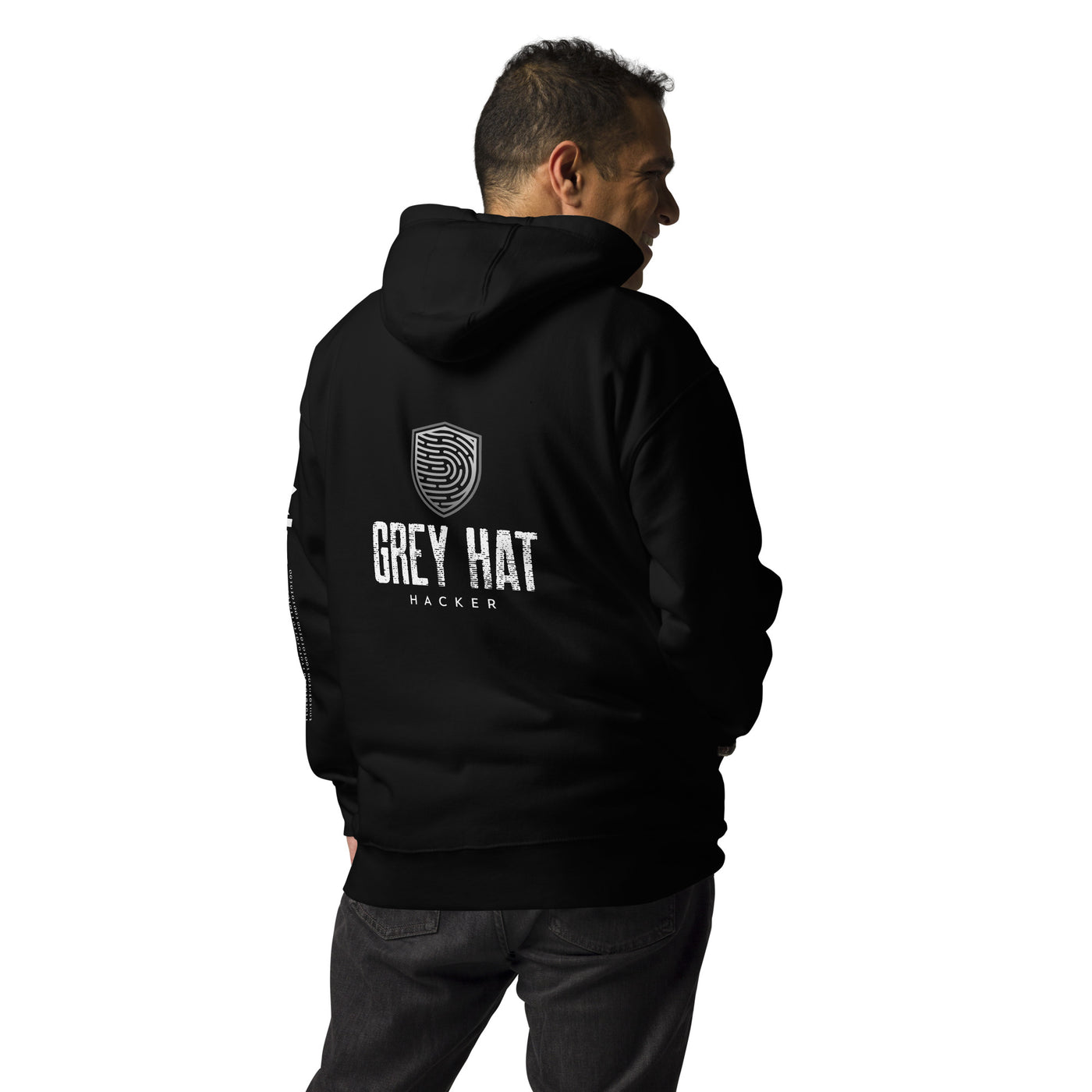 Grey Hat Hacker V4 - Unisex Hoodie ( Back Print )