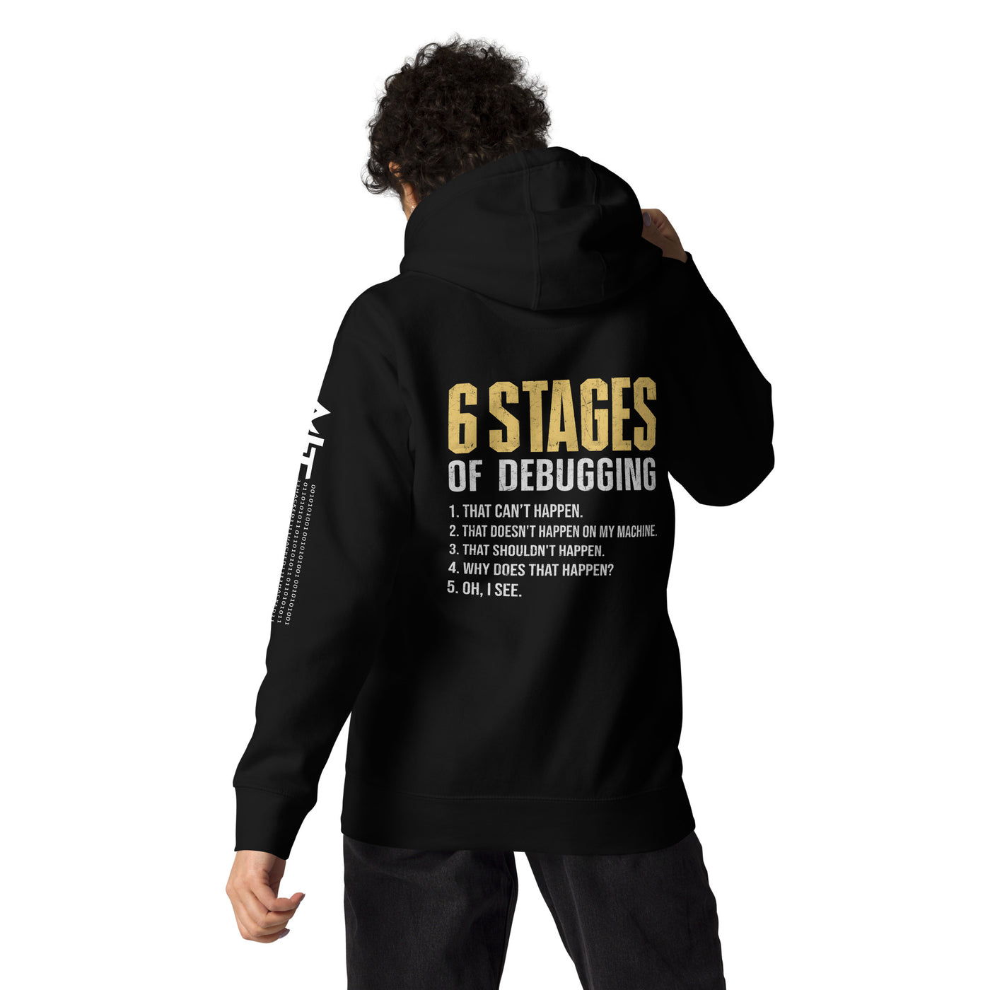 6 Stages of Debugging Yellow V Unisex Hoodie ( Back Print )
