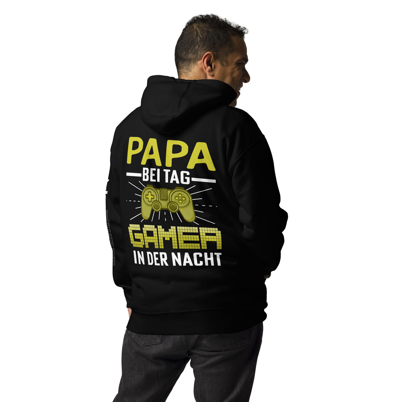 Papa Bei Tag Gamer in Der Nacht - Unisex Hoodie ( Back Print )