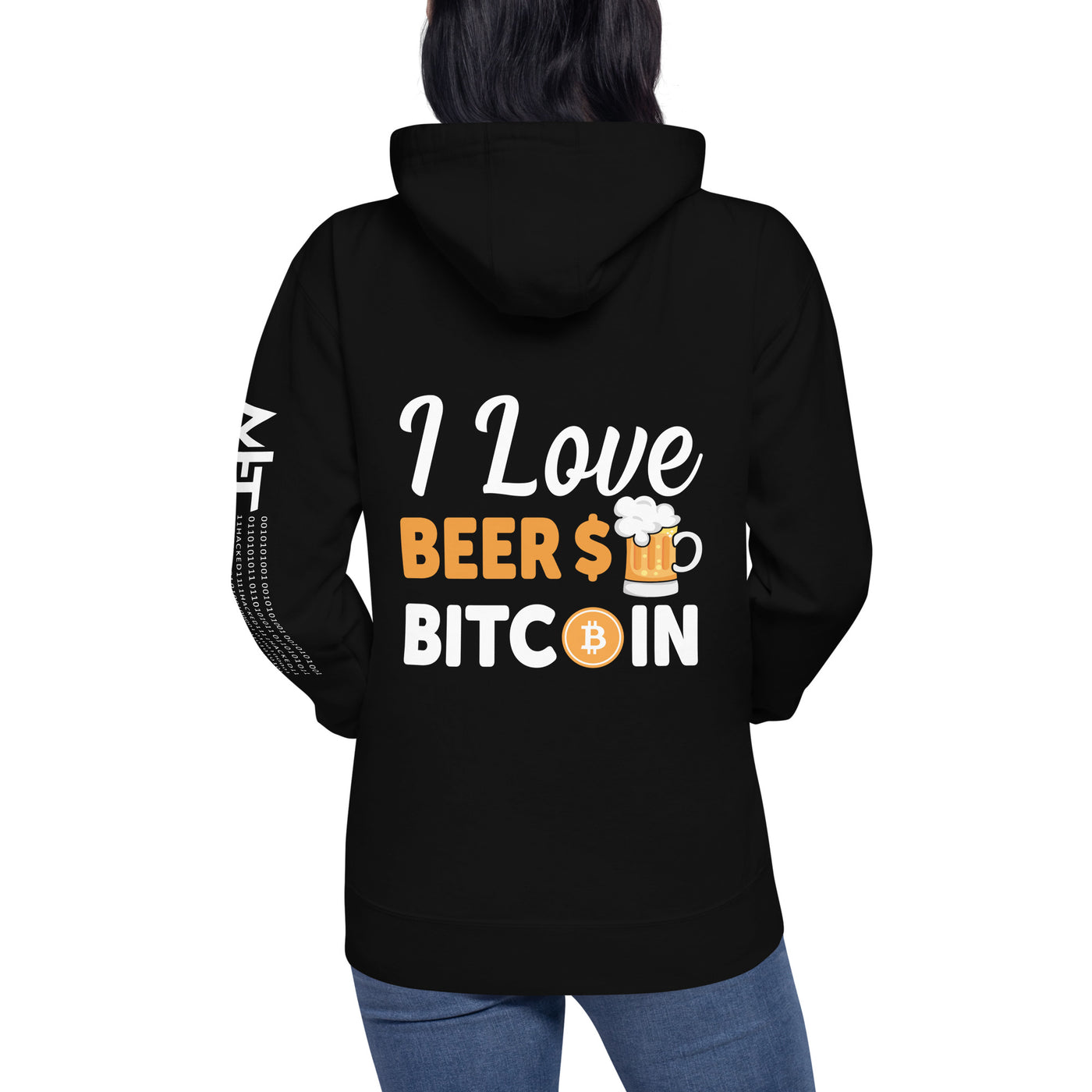 I Love Beer and Bitcoin Unisex Hoodie ( Back Print )