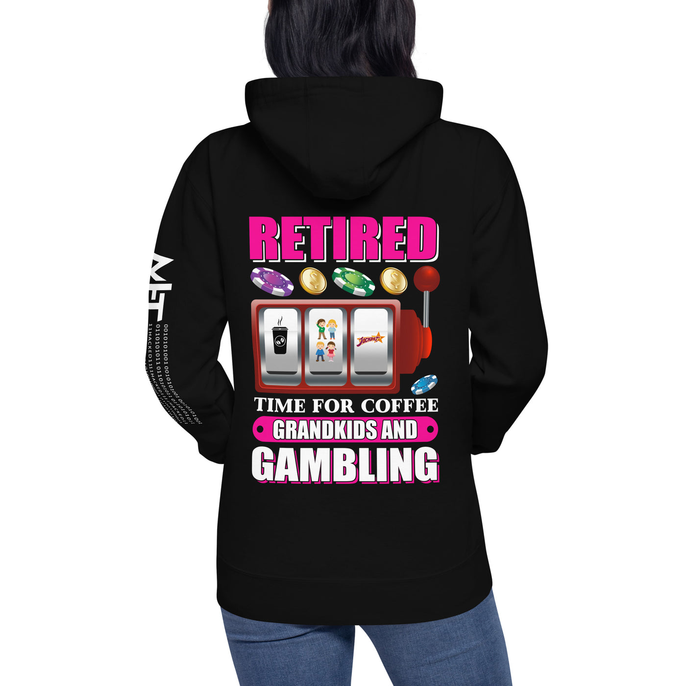 Retired: Time for Coffee, Grandkids and Gambling - Unisex Hoodie ( Back Print )