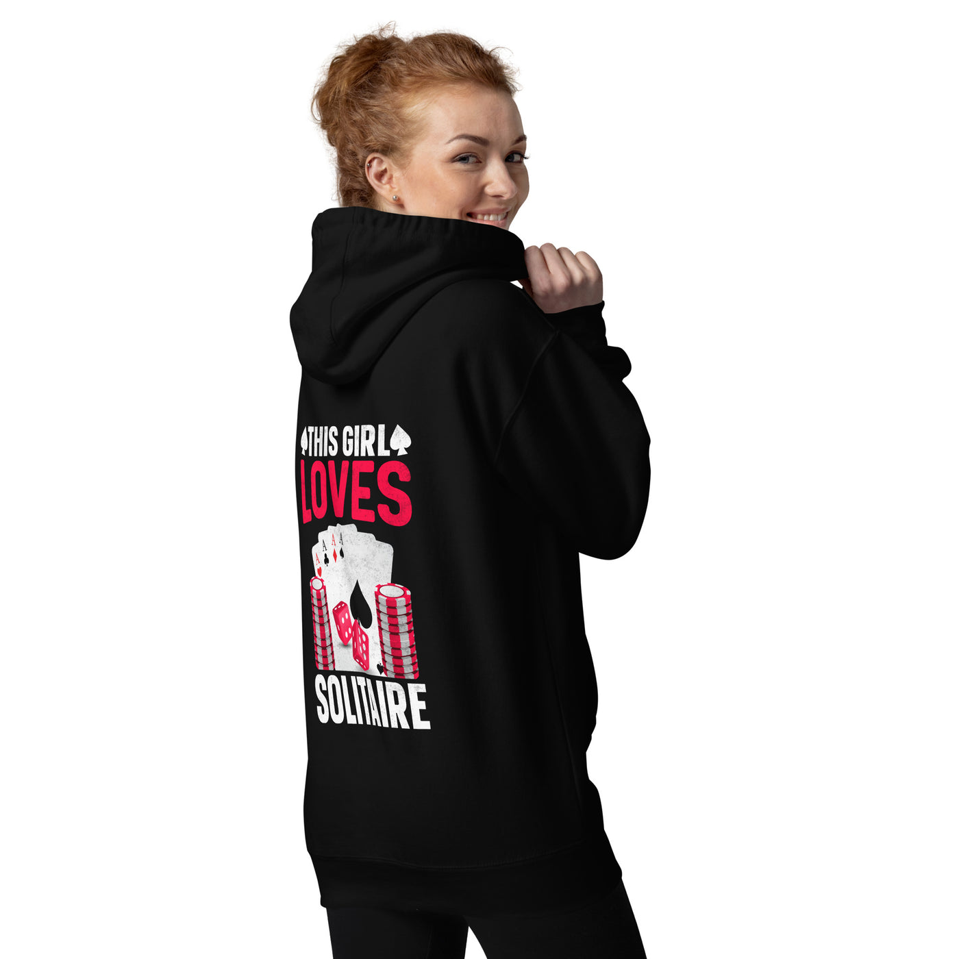 This Girl Loves  Solitaire - Unisex Hoodie ( Back Print )