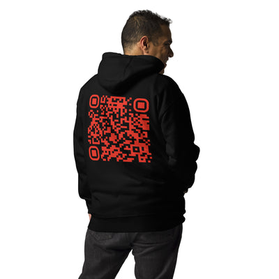 Who's the New Kid, Hacker, Developer, Gamer, Crypto King (RED, No Logo) - Unisex Hoodie Personalized QR Code