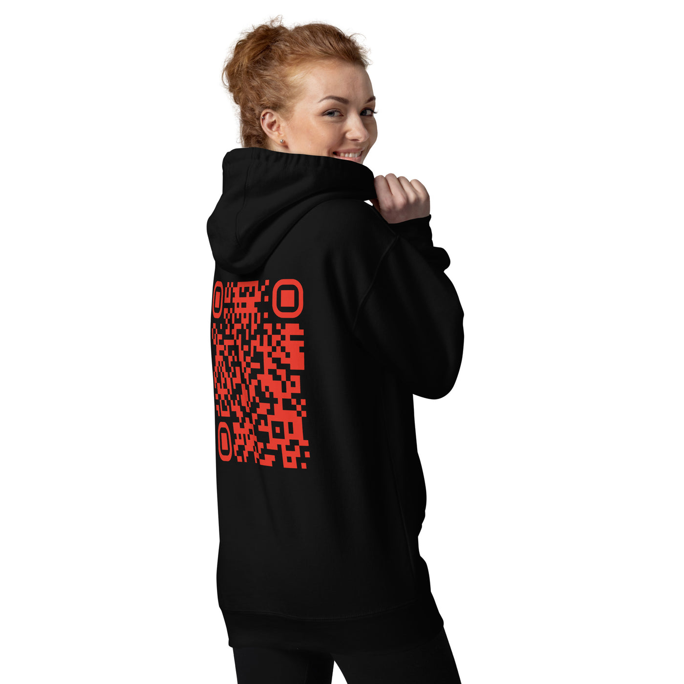 Who's the New Kid, Hacker, Developer, Gamer, Crypto King (RED, No Logo) - Unisex Hoodie Personalized QR Code