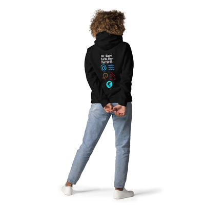 Air, Water, Earth, Fire, Parrot OS - Unisex Hoodie (back print)