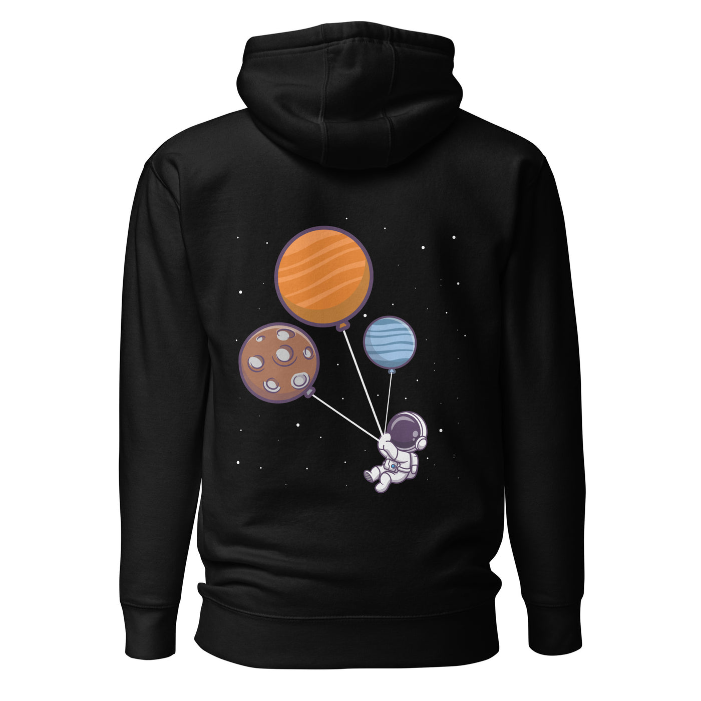 Astronaut with Balloons in Space - Unisex Hoodie ( Back Print )