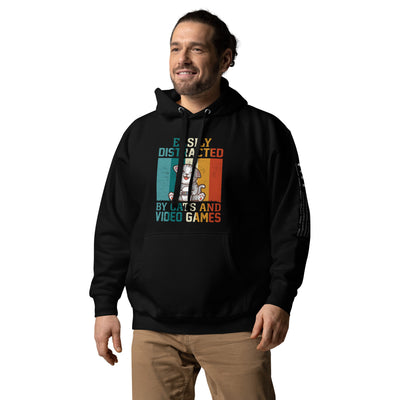 Easily Distracted by Cats and Video games Unisex Hoodie