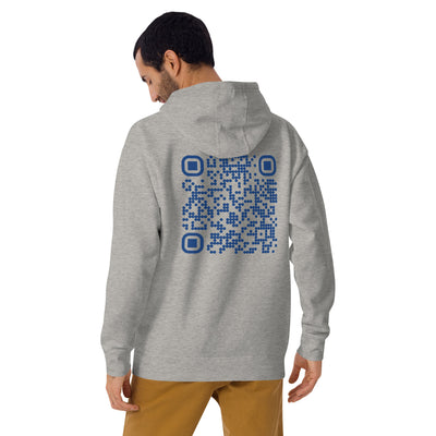 Who's the New Kid, Hacker, Developer, Gamer, Crypto King (No Logo, Blue Cyber) - Unisex Hoodie Personalized QR Code