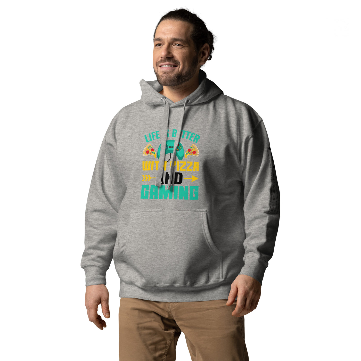 Life is Better With Pizza and Gaming Rima 14 in Dark Text - Unisex Hoodie