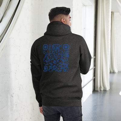 Who's the New Kid, Hacker, Developer, Gamer, Crypto King (Blue Cyber) - Unisex Hoodie Personalized QR Code
