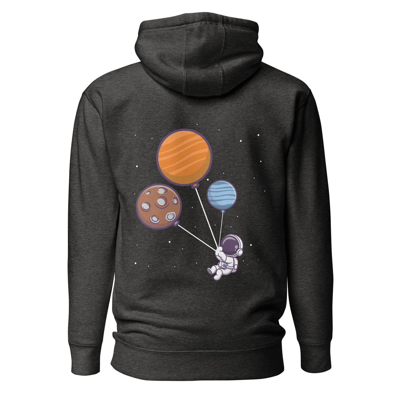 Astronaut with Balloons in Space - Unisex Hoodie ( Back Print )