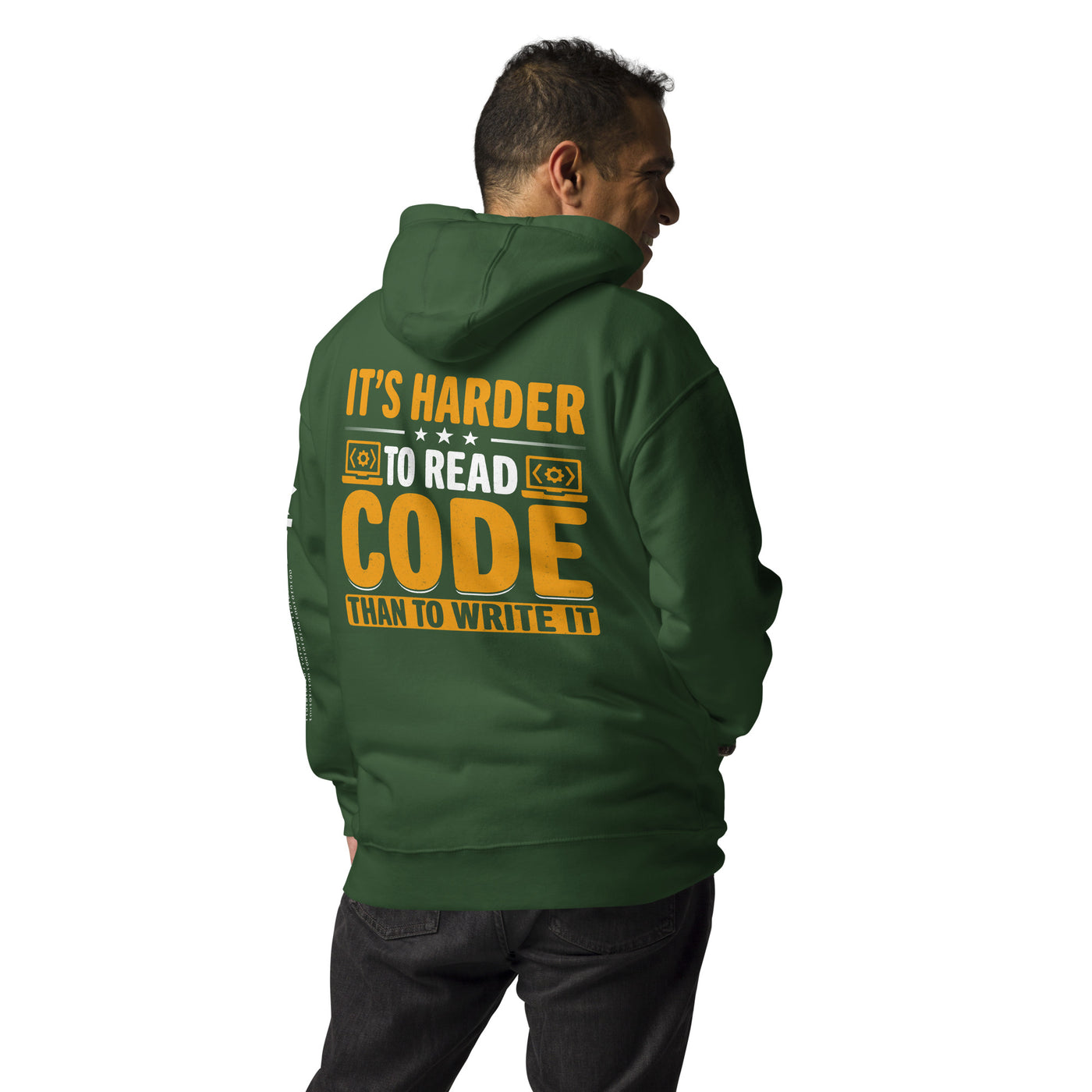 It's harder to read Code then to read it Unisex Hoodie ( Back Print )