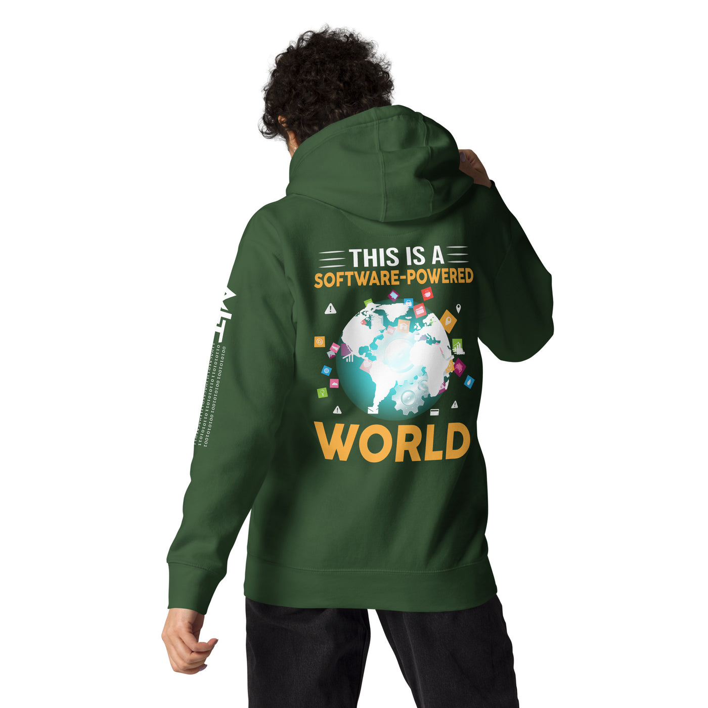 This is a Software Powered World Unisex Hoodie ( Back Print )