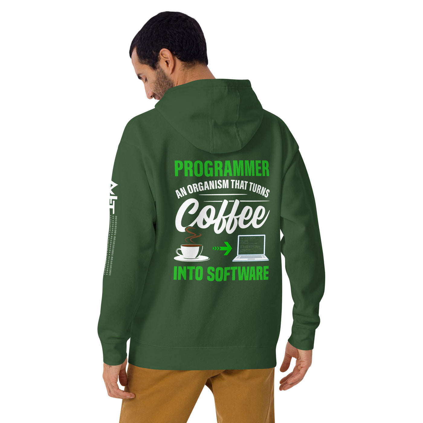Programmer is an Organism that turns Coffee into Code ( Green Text ) - Unisex Hoodie