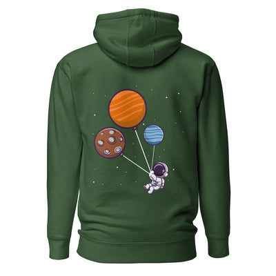 Astronaut with Balloons in Space - Unisex Hoodie ( Back Print )