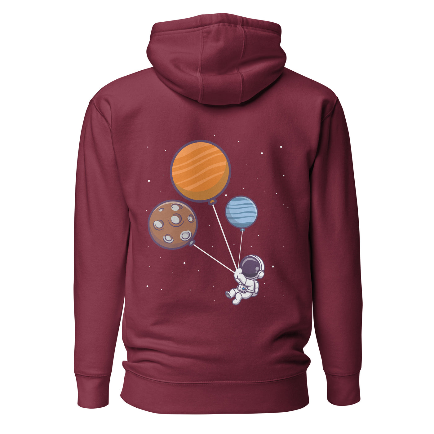 Astronaut with Balloons in Space - Unisex Hoodie ( Back Print )