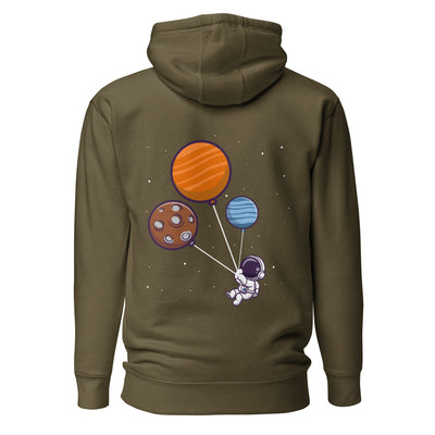 Astronaut with Balloons in Space - Unisex Hoodie ( Back Print )