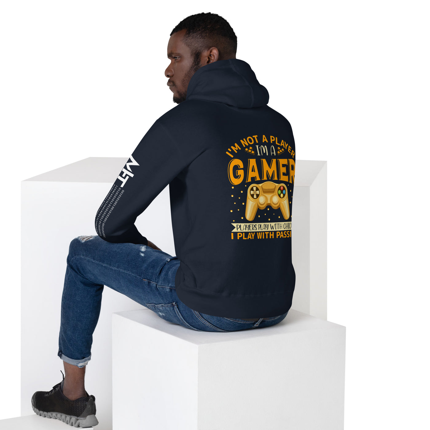 I am not a Player, I am a Gamer; Player plays with Chicks, I play with Passion - Unisex Hoodie ( Back Print )