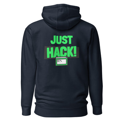 Just Hack (Green text) - Unisex Hoodie (back print)