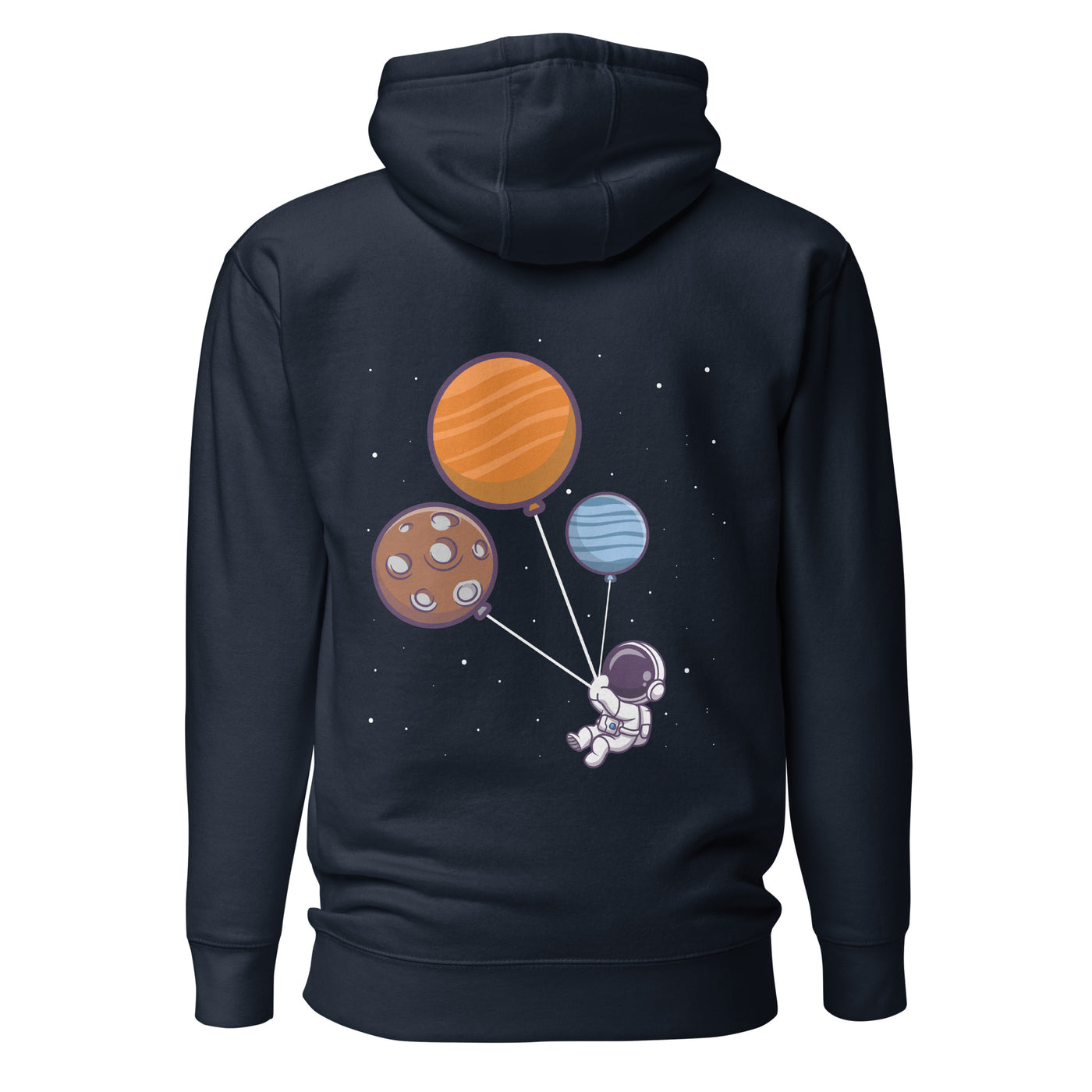 Astronaut with Balloons in Space - Unisex Hoodie ( Back Print )