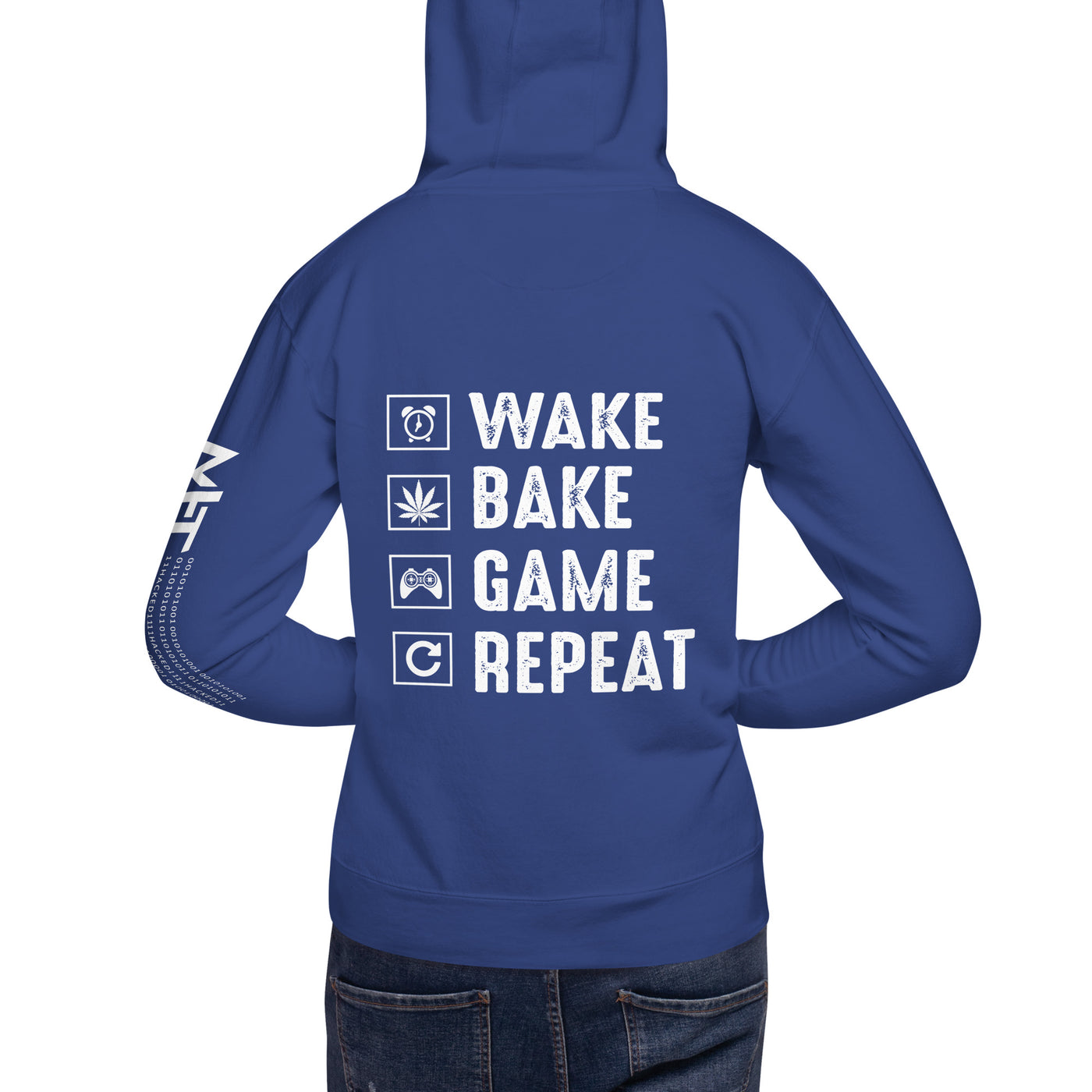 Wake, Bake, Game, Repeat Rima 13 - Unisex Hoodie ( Back Print )